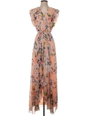 Eliza J. Floral Wrap Maxi Dress in Peach